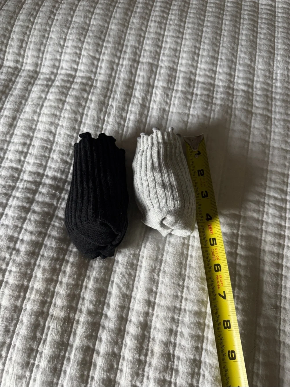 Set of 2 Ruffle Ankle Crew Socks Black & Heather Grey Lettuce Edge Trim Coquette